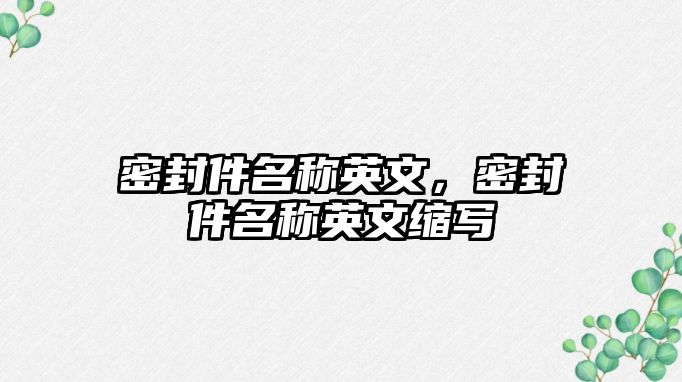 密封件名稱(chēng)英文，密封件名稱(chēng)英文縮寫(xiě)